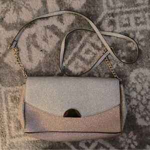 A New Day Pink Silver Glitter Clutch Handbag